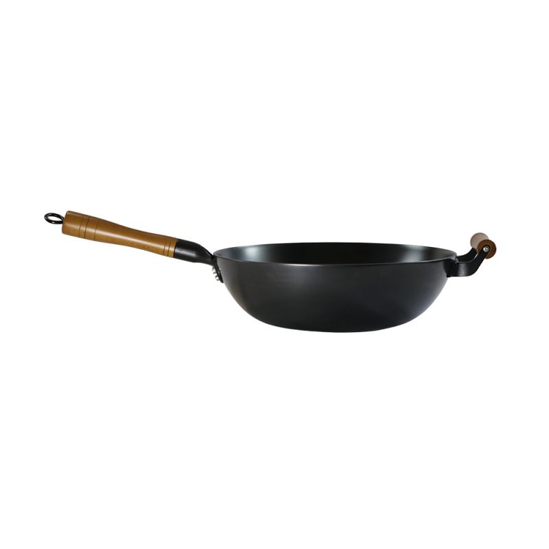 Classic Cast Iron Wok, Physical Nitriding Process For Rust Prevention And Non-Stick With Removable Handle