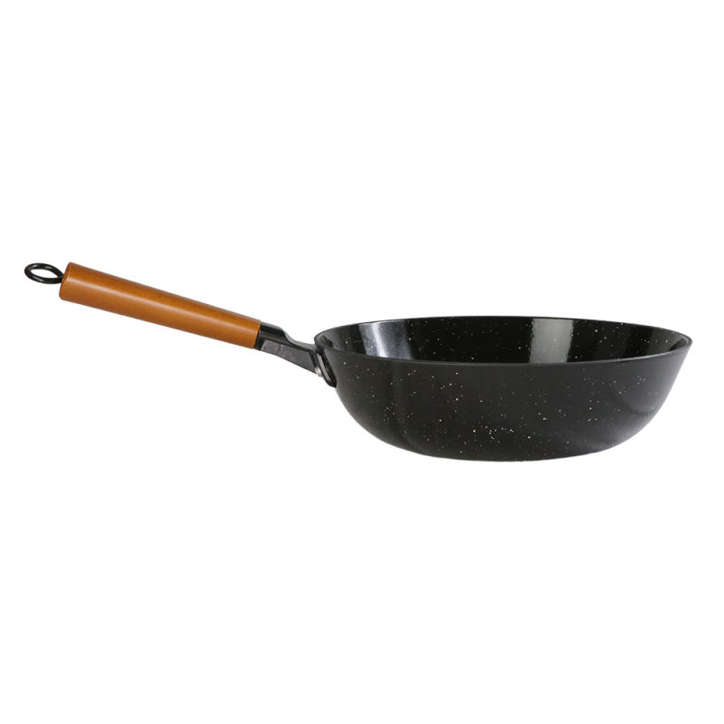 Marble Enamel Coated Cast Iron Frying Wok