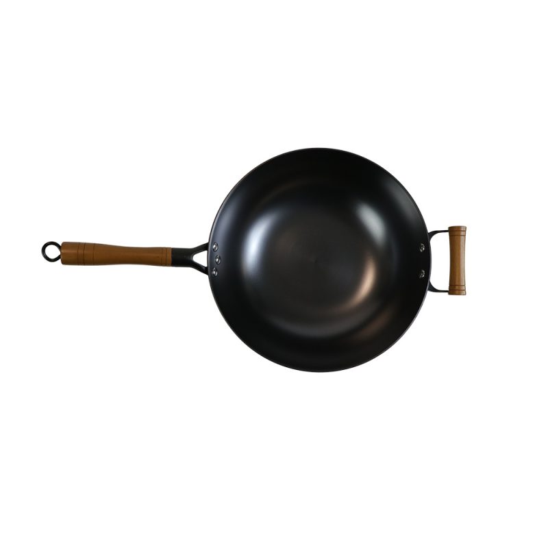 Classic Cast Iron Wok, Physical Nitriding Process For Rust Prevention And Non-Stick With Removable Handle - Image 4