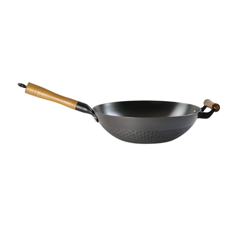 Pineapple Cast Iron Wok Physical Nitriding Process To Prevent Rust And None Easy To Stick