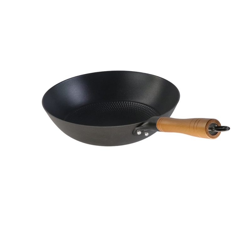 Low-Fat Cooking Cast Iron Wok & Stir-Fry Pan, Enamel Non-stick Coating - Image 2