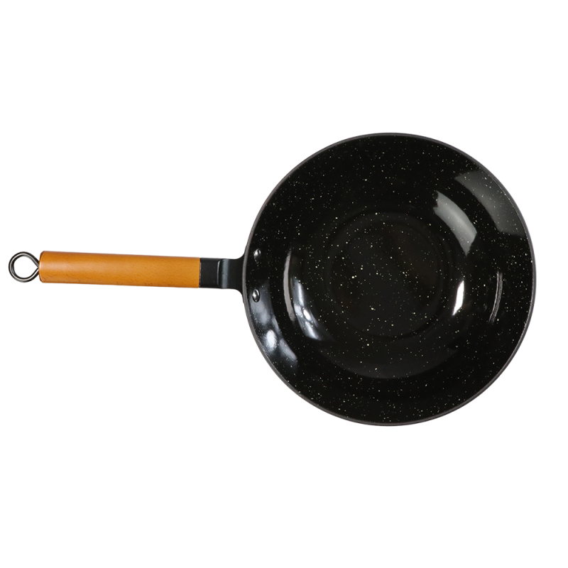 Marble Enamel Coated Cast Iron Frying Wok - Image 2