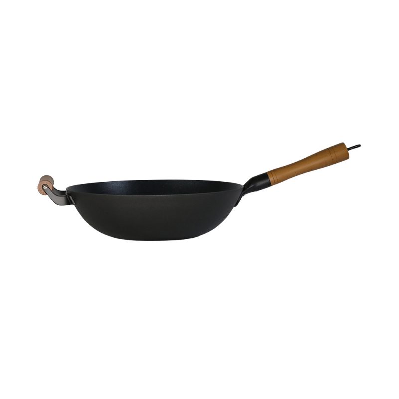 Low-Fat Cooking Cast Iron Wok & Stir-Fry Pan, Enamel Non-stick Coating - Image 3