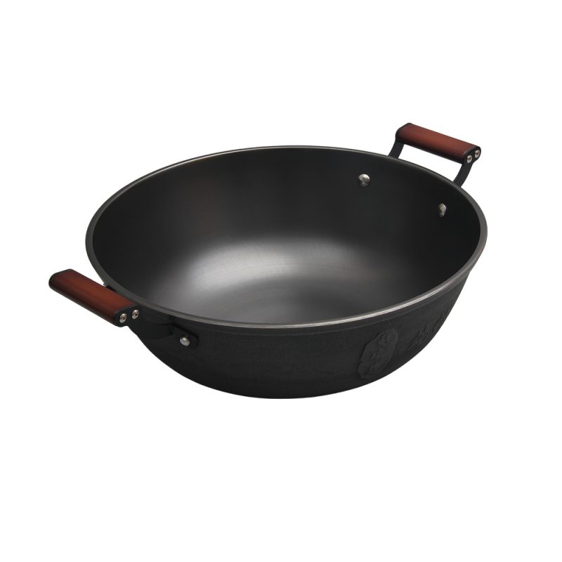 Cast Iron Wok Pan Stew Non-Stick Wok Large Iron Pan Double Ear - Image 2