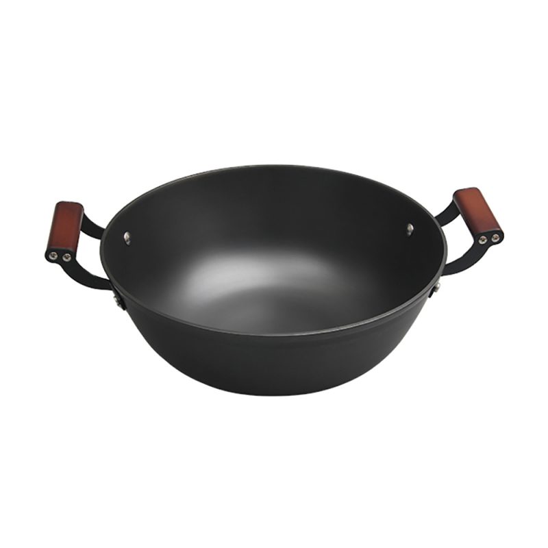 Cast Iron Wok Pan Stew Non-Stick Wok Large Iron Pan Double Ear